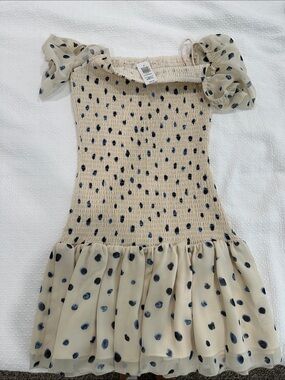 Wilfred Cream Dress with Navy Polka Dots